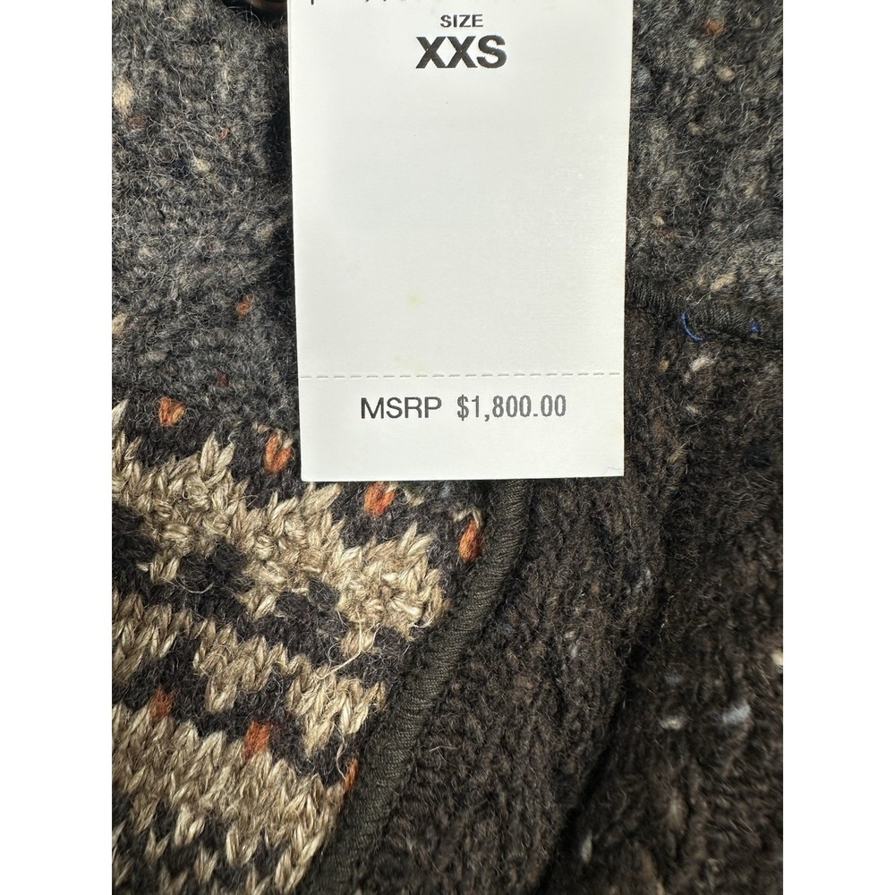 RRL Ralph Lauren Green Wool Linen Patchwork Men's Heavy Cardigan Size XXS NWT‎ - Picture 7 of 9